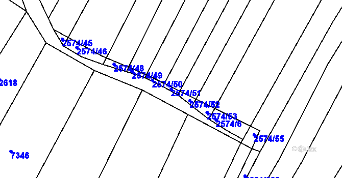 Parcela st. 2574/51 v KÚ Klobouky u Brna, Katastrální mapa