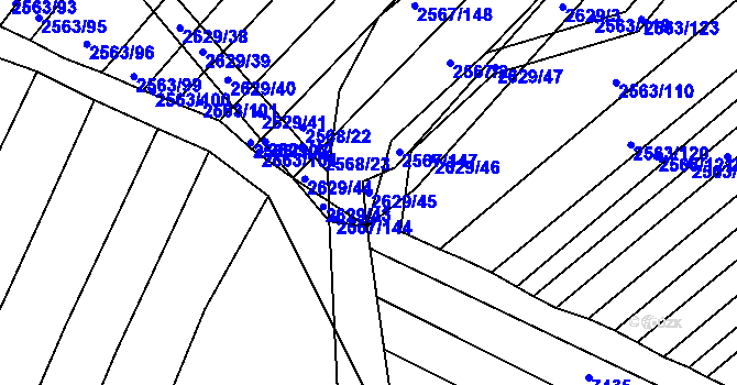 Parcela st. 2629/45 v KÚ Klobouky u Brna, Katastrální mapa