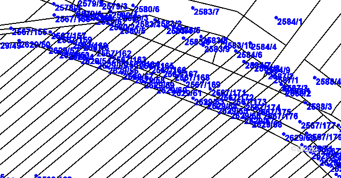 Parcela st. 2629/61 v KÚ Klobouky u Brna, Katastrální mapa