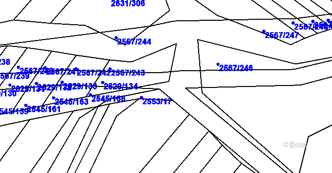 Parcela st. 2629/135 v KÚ Klobouky u Brna, Katastrální mapa
