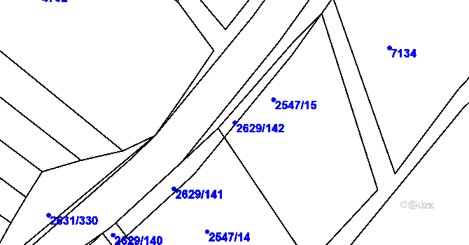 Parcela st. 2629/142 v KÚ Klobouky u Brna, Katastrální mapa