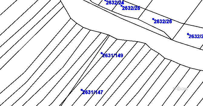 Parcela st. 2631/149 v KÚ Klobouky u Brna, Katastrální mapa