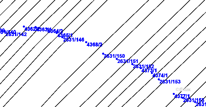 Parcela st. 2631/150 v KÚ Klobouky u Brna, Katastrální mapa