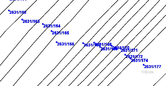 Parcela st. 2631/167 v KÚ Klobouky u Brna, Katastrální mapa