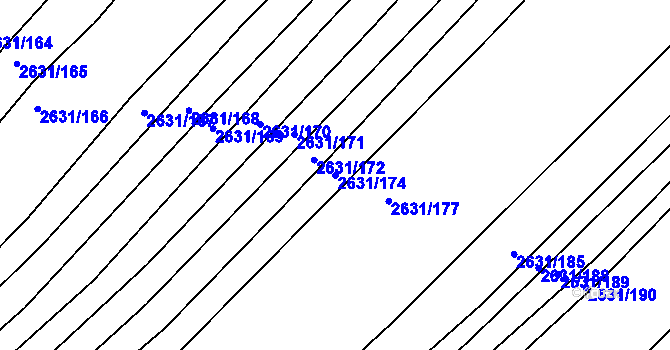 Parcela st. 2631/174 v KÚ Klobouky u Brna, Katastrální mapa