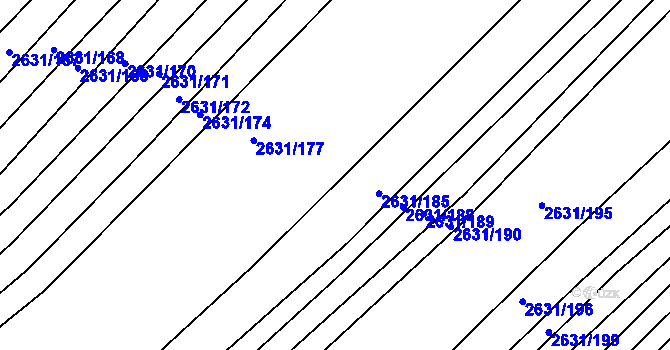 Parcela st. 2631/182 v KÚ Klobouky u Brna, Katastrální mapa