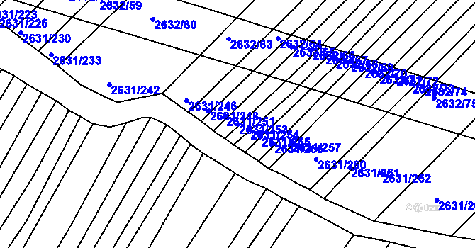 Parcela st. 2631/253 v KÚ Klobouky u Brna, Katastrální mapa