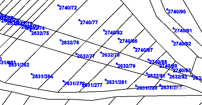 Parcela st. 2632/78 v KÚ Klobouky u Brna, Katastrální mapa