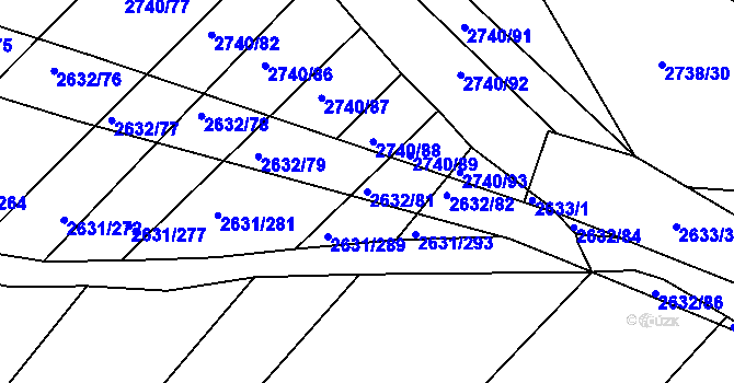 Parcela st. 2632/81 v KÚ Klobouky u Brna, Katastrální mapa