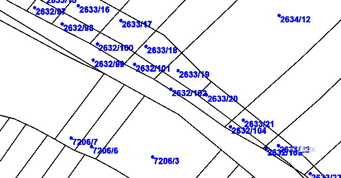 Parcela st. 2632/102 v KÚ Klobouky u Brna, Katastrální mapa