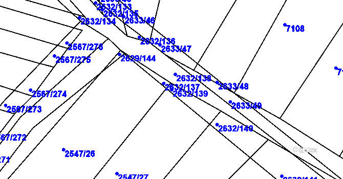 Parcela st. 2632/139 v KÚ Klobouky u Brna, Katastrální mapa