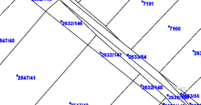Parcela st. 2632/147 v KÚ Klobouky u Brna, Katastrální mapa