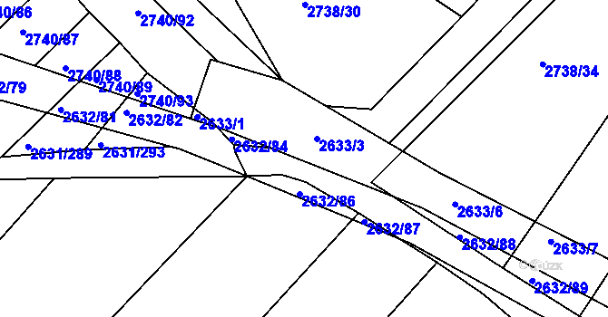 Parcela st. 2633/4 v KÚ Klobouky u Brna, Katastrální mapa