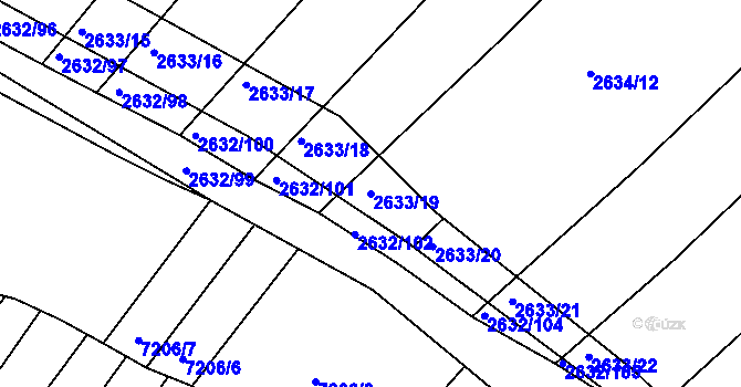 Parcela st. 2633/19 v KÚ Klobouky u Brna, Katastrální mapa