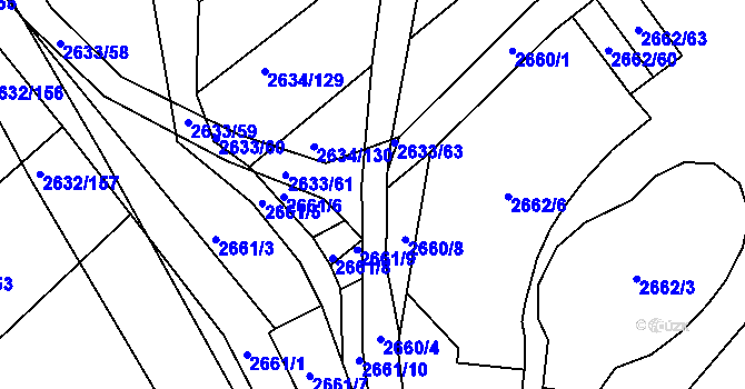Parcela st. 2633/62 v KÚ Klobouky u Brna, Katastrální mapa