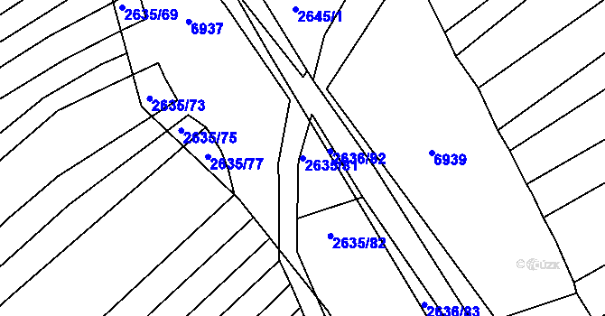 Parcela st. 2635/81 v KÚ Klobouky u Brna, Katastrální mapa