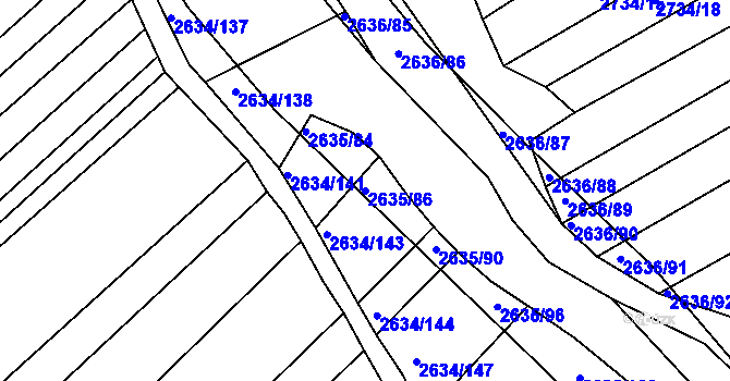 Parcela st. 2635/86 v KÚ Klobouky u Brna, Katastrální mapa