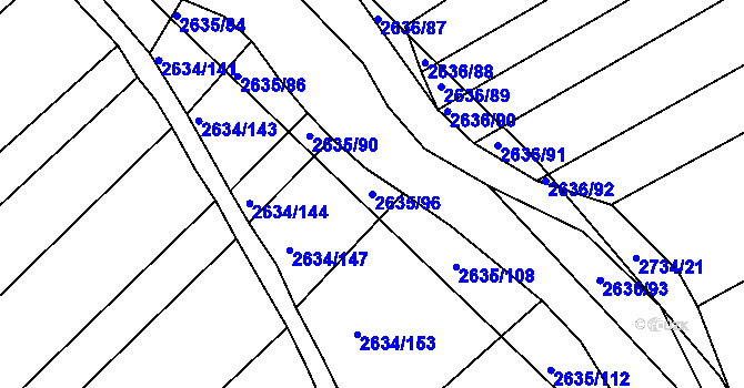 Parcela st. 2635/96 v KÚ Klobouky u Brna, Katastrální mapa