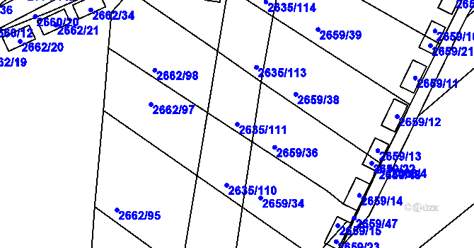 Parcela st. 2635/111 v KÚ Klobouky u Brna, Katastrální mapa