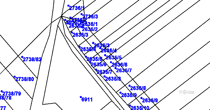 Parcela st. 2636/5 v KÚ Klobouky u Brna, Katastrální mapa