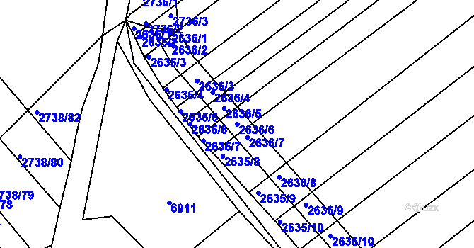 Parcela st. 2636/6 v KÚ Klobouky u Brna, Katastrální mapa