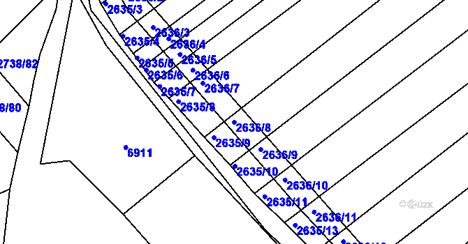 Parcela st. 2636/8 v KÚ Klobouky u Brna, Katastrální mapa