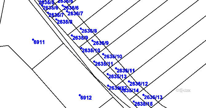 Parcela st. 2636/10 v KÚ Klobouky u Brna, Katastrální mapa