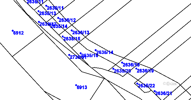 Parcela st. 2636/14 v KÚ Klobouky u Brna, Katastrální mapa