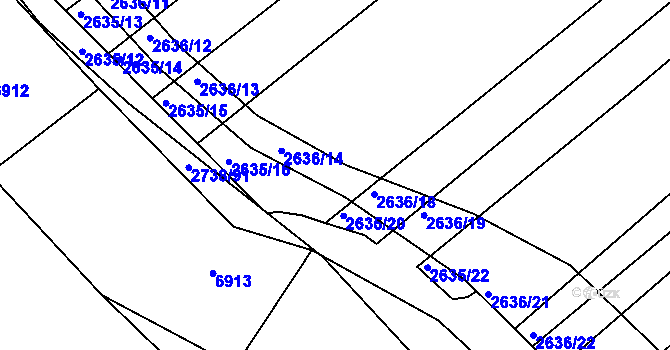 Parcela st. 2636/16 v KÚ Klobouky u Brna, Katastrální mapa
