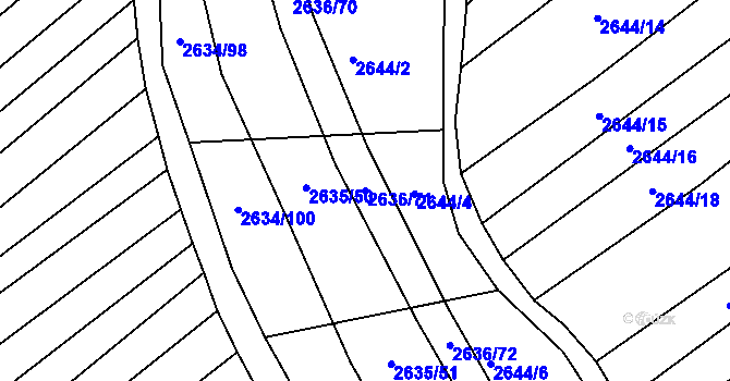 Parcela st. 2636/71 v KÚ Klobouky u Brna, Katastrální mapa