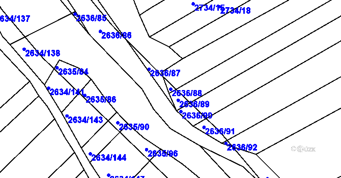 Parcela st. 2636/88 v KÚ Klobouky u Brna, Katastrální mapa
