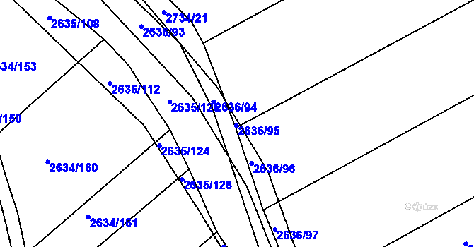 Parcela st. 2636/95 v KÚ Klobouky u Brna, Katastrální mapa