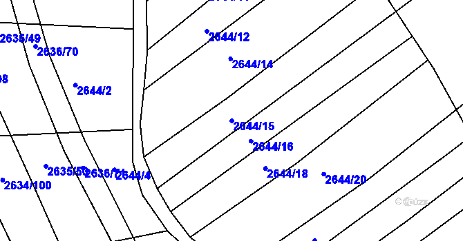 Parcela st. 2644/15 v KÚ Klobouky u Brna, Katastrální mapa