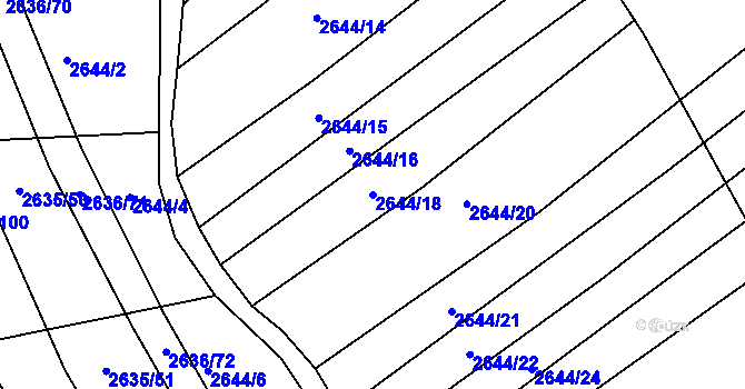 Parcela st. 2644/18 v KÚ Klobouky u Brna, Katastrální mapa