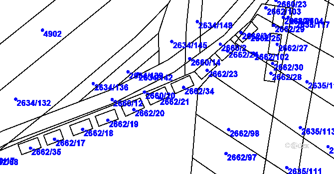 Parcela st. 2662/80 v KÚ Klobouky u Brna, Katastrální mapa