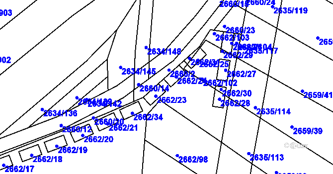 Parcela st. 2662/96 v KÚ Klobouky u Brna, Katastrální mapa