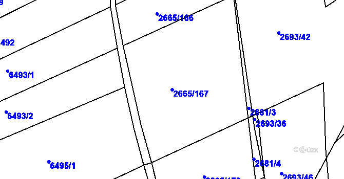Parcela st. 2665/167 v KÚ Klobouky u Brna, Katastrální mapa