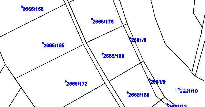 Parcela st. 2665/180 v KÚ Klobouky u Brna, Katastrální mapa