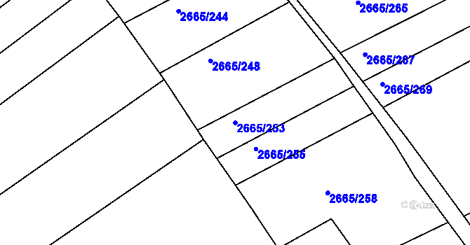 Parcela st. 2665/253 v KÚ Klobouky u Brna, Katastrální mapa
