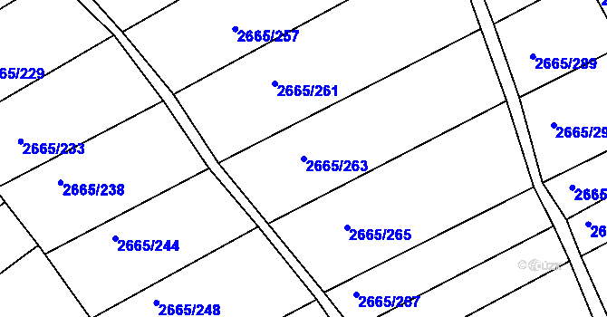 Parcela st. 2665/263 v KÚ Klobouky u Brna, Katastrální mapa