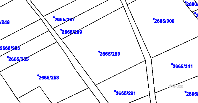 Parcela st. 2665/288 v KÚ Klobouky u Brna, Katastrální mapa