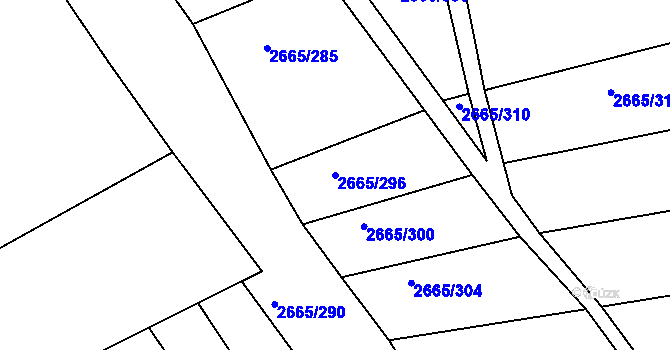 Parcela st. 2665/296 v KÚ Klobouky u Brna, Katastrální mapa