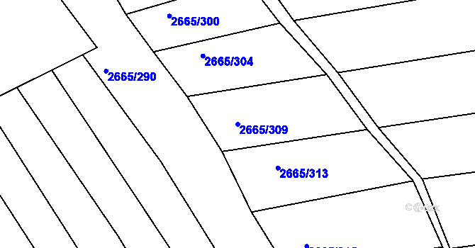 Parcela st. 2665/309 v KÚ Klobouky u Brna, Katastrální mapa
