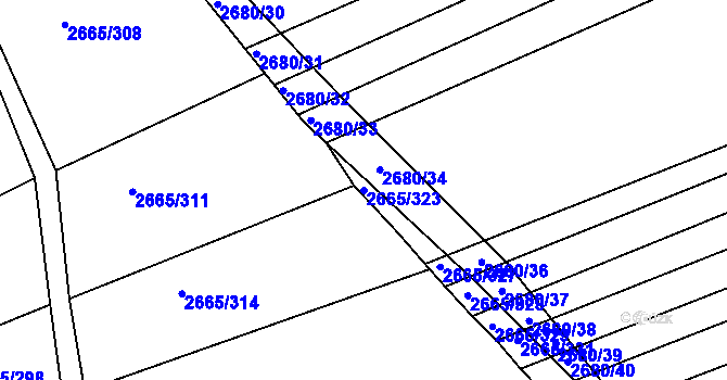 Parcela st. 2665/323 v KÚ Klobouky u Brna, Katastrální mapa