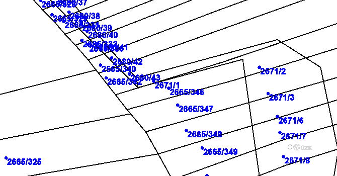 Parcela st. 2665/346 v KÚ Klobouky u Brna, Katastrální mapa