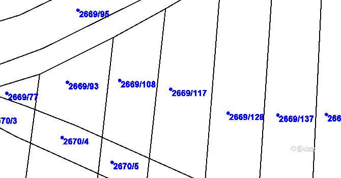 Parcela st. 2669/117 v KÚ Klobouky u Brna, Katastrální mapa