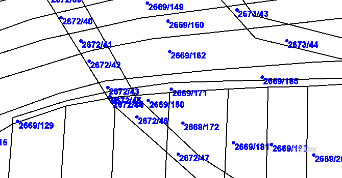 Parcela st. 2669/171 v KÚ Klobouky u Brna, Katastrální mapa