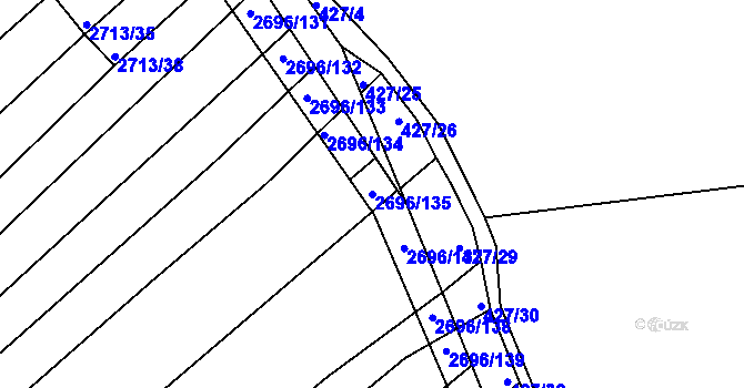 Parcela st. 2696/135 v KÚ Klobouky u Brna, Katastrální mapa