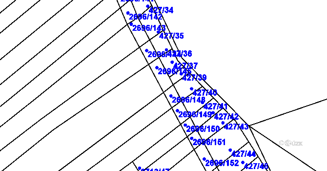 Parcela st. 2696/147 v KÚ Klobouky u Brna, Katastrální mapa