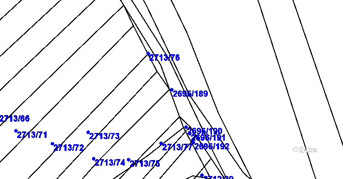 Parcela st. 2696/189 v KÚ Klobouky u Brna, Katastrální mapa